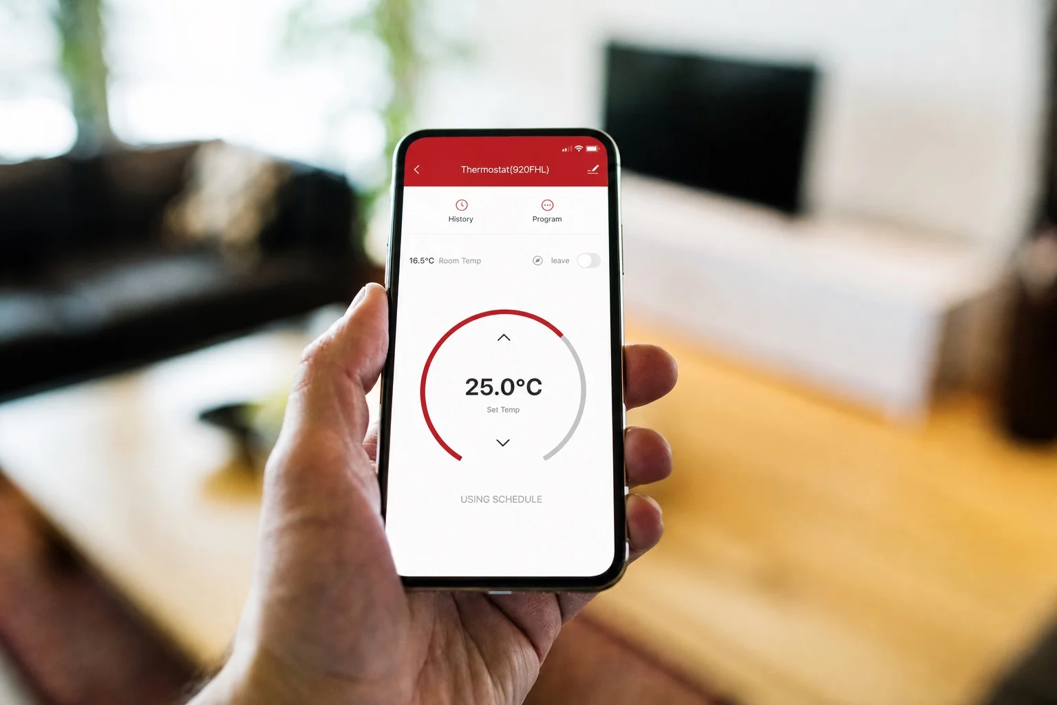 Electric underfloor heating adjusted from a smartphone app