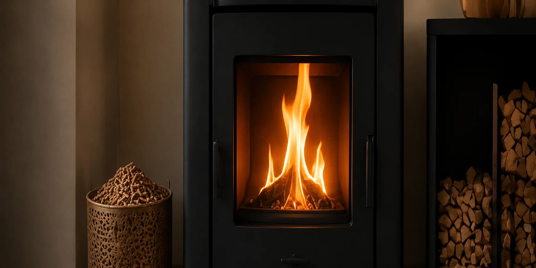Biomass heating system using renewable solid fuel