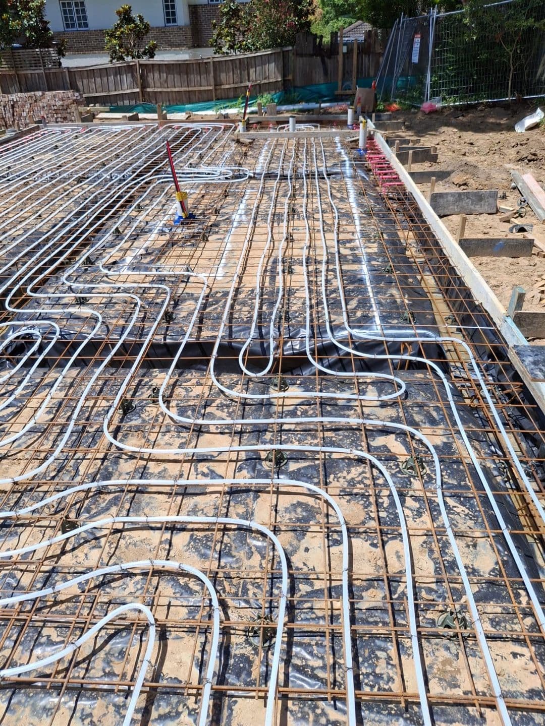 Multi-zone hydronic in-slab pipework installed at a Gladesville residence.