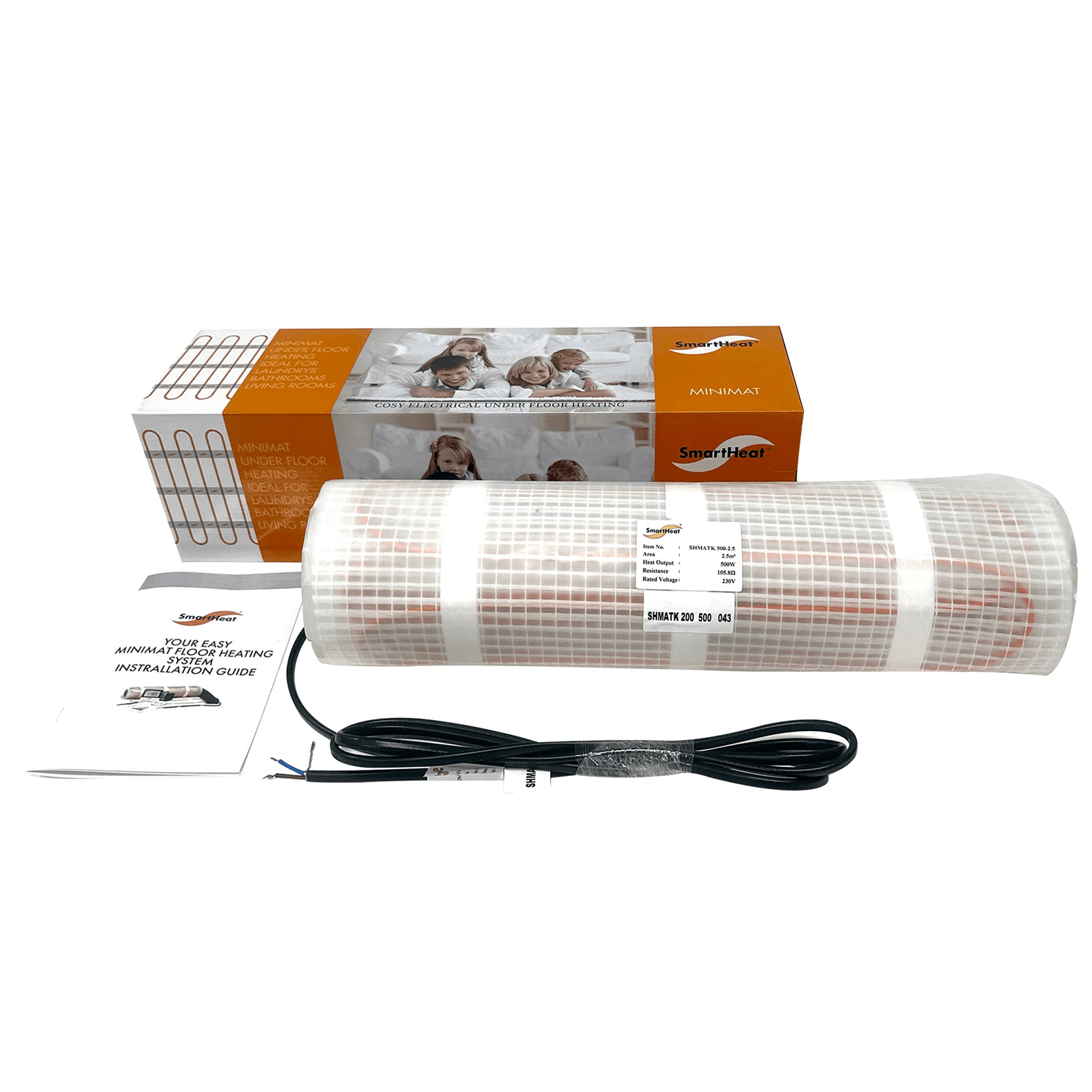 SmartHeat electric heating mat kit with Wi-Fi thermostat, floor sensor, Screamer warning device and wall mounting box