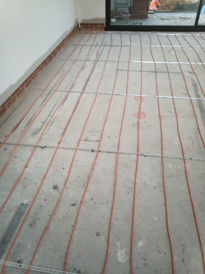 Electric in-screed underfloor heating cables installed in a Lilyfield residence.